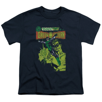 Navy youth t-shirt for ages 8 to 12 with Green Lantern Vintage Cover graphic