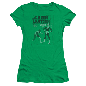 Kelly green juniors t-shirt with Green Lantern Perilous Traps graphic