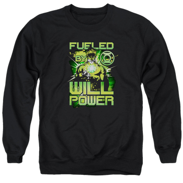 Black men's crewneck sweatshirt with Green Lantern Fueled graphic