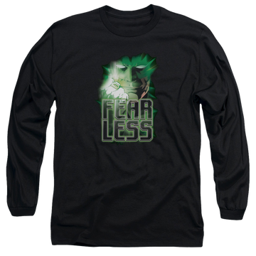 Black men's long sleeve t-shirt with Green Lantern Fearless graphic