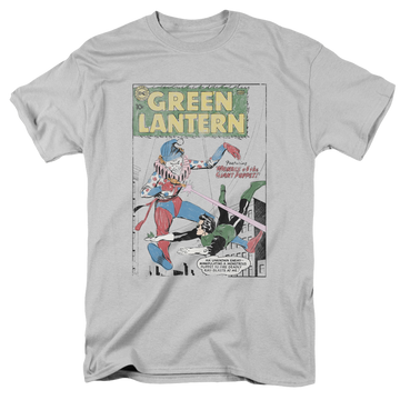 Silver men's regular fit t-shirt with Green Lantern Puppet Menace graphic