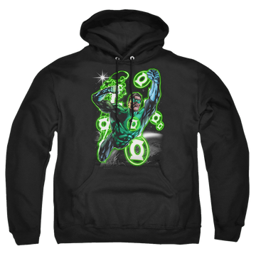 Black pullover hoodie with Green Lantern Earth Sector graphic