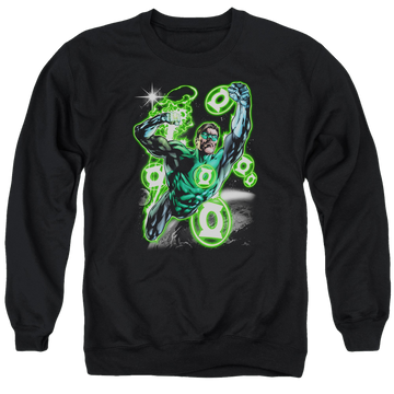 Black men's crewneck sweatshirt with Green Lantern Earth Sector graphic