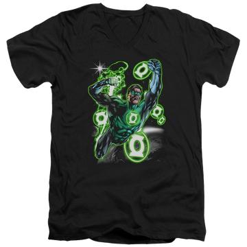Black men's v-neck t-shirt with Green Lantern Earth Sector graphic