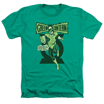 Kelly green men's heather t-shirt with Green Lantern Retro Oath graphic