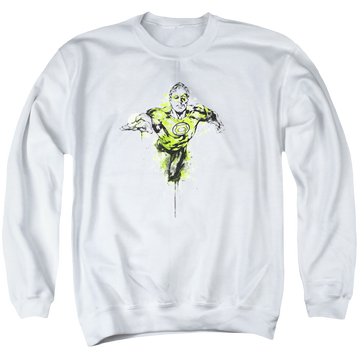 White men's crewneck sweatshirt with Green Lantern Inked graphic