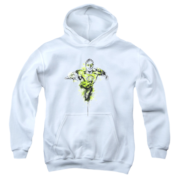 White youth hoodie for ages 8 to 12 with Green Lantern Inked graphic
