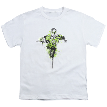 White youth t-shirt for ages 8 to 12 with Green Lantern Inked graphic