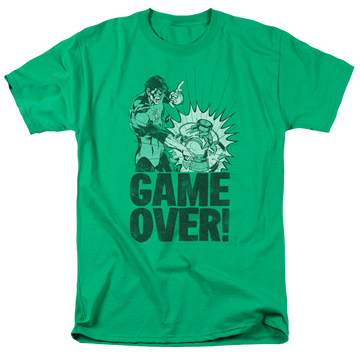 Kelly green men's regular fit t-shirt with Green Lantern Game Over graphic