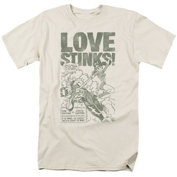 Cream men's regular fit t-shirt with Green Lantern Love Stinks graphic