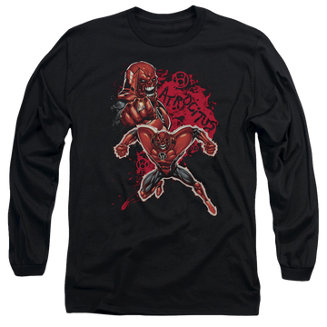Black men's long sleeve t-shirt with Green Lantern Atrocitus graphic