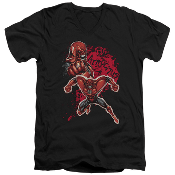 Black men's v-neck t-shirt with Green Lantern Atrocitus graphic