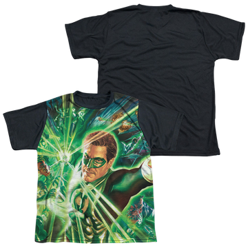 Green Lantern Lantern Burst youth black back t-shirt for ages 8 to 12