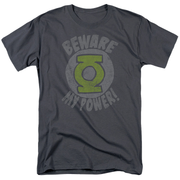 Charcoal men's regular fit t-shirt with Green Lantern Beware graphic