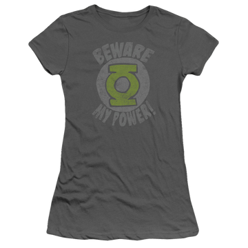 Charcoal juniors t-shirt with Green Lantern Beware graphic