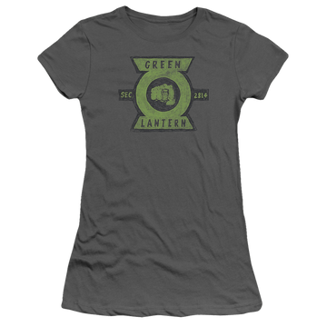 Charcoal juniors t-shirt with Green Lantern Section graphic