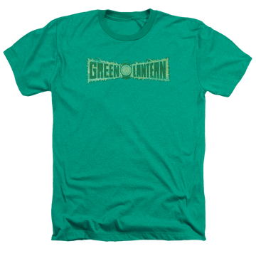 Kelly green men's heather t-shirt with Green Lantern Flame Logo graphic