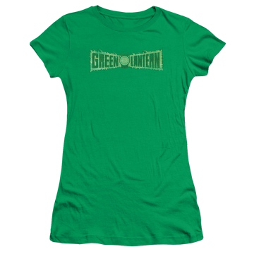 Kelly green juniors t-shirt with Green Lantern Flame Logo graphic