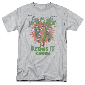 Athletic heather men's regular fit t-shirt with Green Lantern Keeping It Green graphic