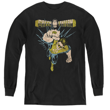 Black youth long sleeve t-shirt with Green Lantern Powerful graphic