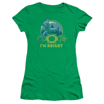 Kelly green juniors t-shirt with Green Lantern Im Bright graphic