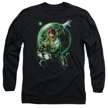 Black men's long sleeve t-shirt with Green Lantern Galaxy Glow graphic