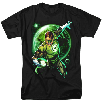 Black men's regular fit t-shirt with Green Lantern Galaxy Glow graphic