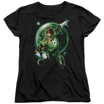 Black women's t-shirt with Green Lantern Galaxy Glow graphic