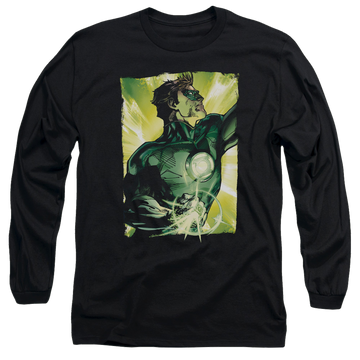 Black men's long sleeve t-shirt with Green Lantern Up graphic