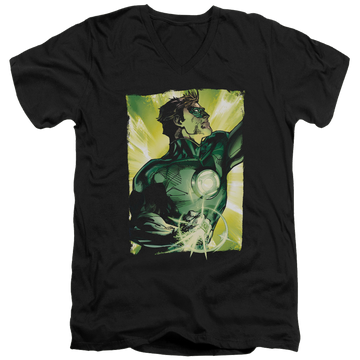 Black men's v-neck t-shirt with Green Lantern Up graphic