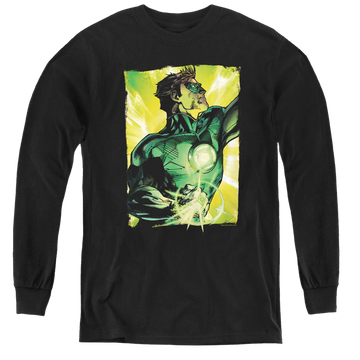 Black youth long sleeve t-shirt with Green Lantern Up graphic