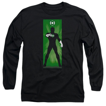 Black men's long sleeve t-shirt with DC Comics Green Lantern Block graphic