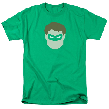 Kelly green men's regular fit t-shirt with Green Lantern DC Comics Gl Head graphic