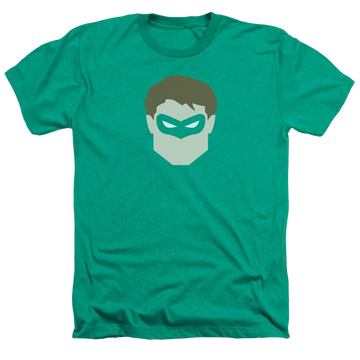 Kelly green men's heather t-shirt with Green Lantern DC Comics Gl Head graphic