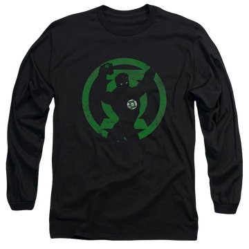 Black men's long sleeve t-shirt with Green Lantern DC Comics Gl Symbol Knockout graphic