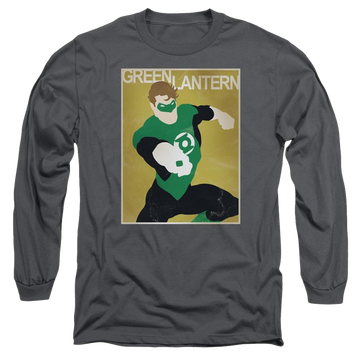 Charcoal men's long sleeve t-shirt with Green Lantern DC Comics Simple Gl Poster graphic