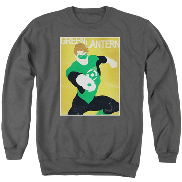 Charcoal men's crewneck sweatshirt with Green Lantern DC Comics Simple Gl Poster graphic