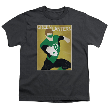 Charcoal youth t-shirt for ages 8 to 12 with Green Lantern Simple Gl Poster graphic