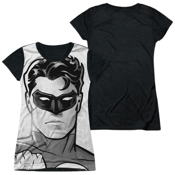 Green Lantern Bw Gl Head - Juniors Black Back T-Shirt Juniors Black Back T-Shirt Green Lantern   
