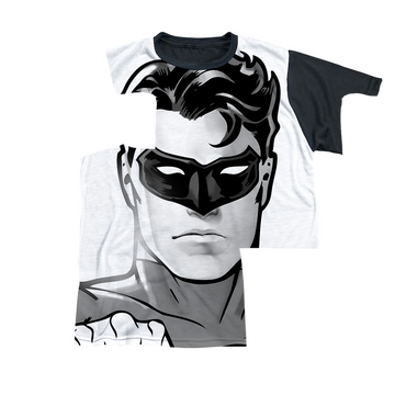 Green Lantern Bw Gl Head youth black back t-shirt for ages 8 to 12