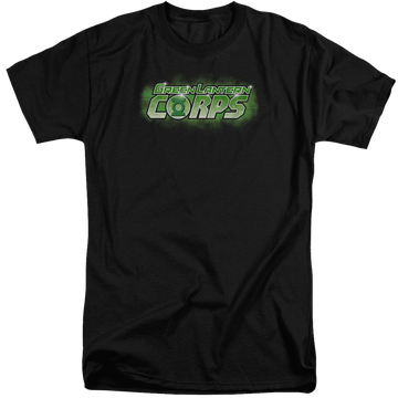Black men's tall fit t-shirt with Green Lantern Gl Corps Title graphic