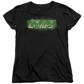 Black women's t-shirt with Green Lantern Gl Corps Title graphic