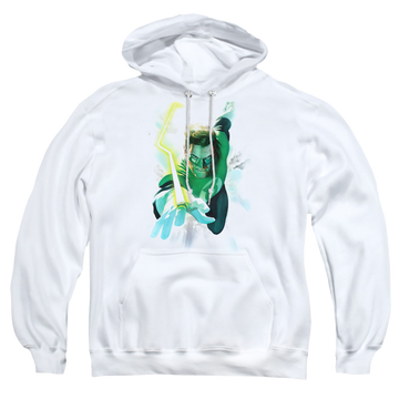 White pullover hoodie with Green Lantern Clouds graphic