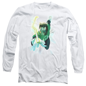 White men's long sleeve t-shirt with Green Lantern Clouds graphic