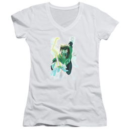 Green Lantern Clouds - Juniors V-Neck T-Shirt Juniors V-Neck T-Shirt Green Lantern   