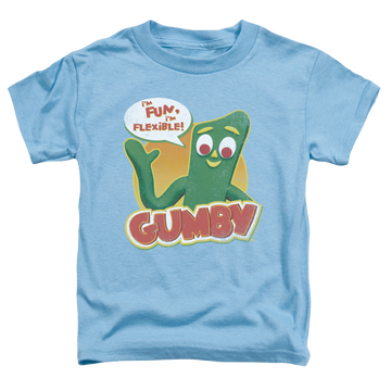 Carolina blue toddler t-shirt with Gumby Fun & Flexible graphic