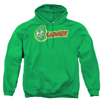 Kelly green pullover hoodie with Gumby Logo graphic