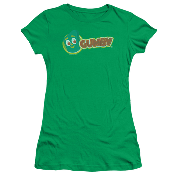 Kelly green juniors t-shirt with Gumby Logo graphic