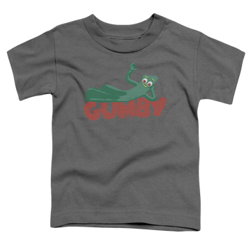 Charcoal toddler t-shirt with Gumby On Logo graphic
