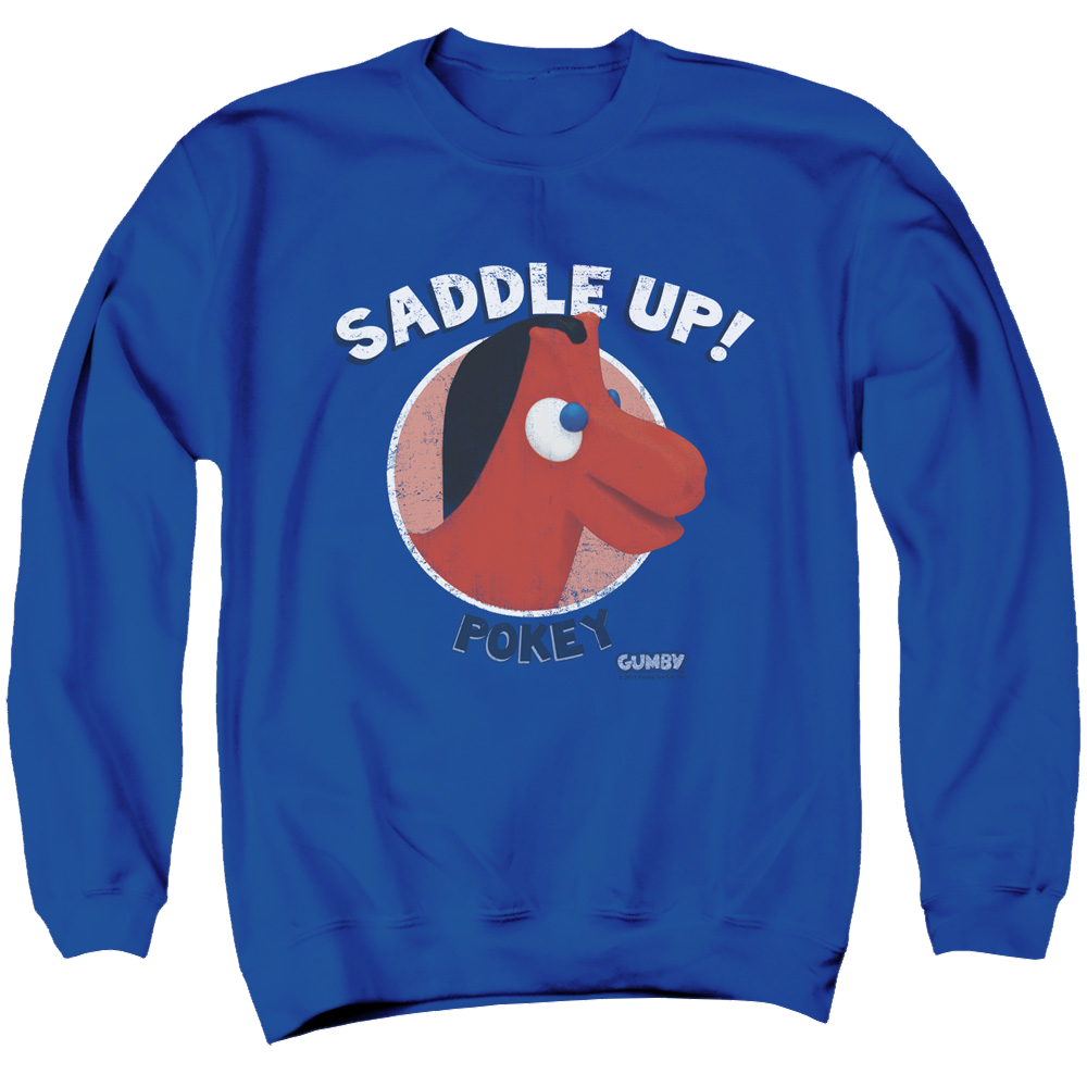 Gumby Saddle Up Men's Crewneck Sweatshirt Men's Crewneck Sweatshirt Gumby   